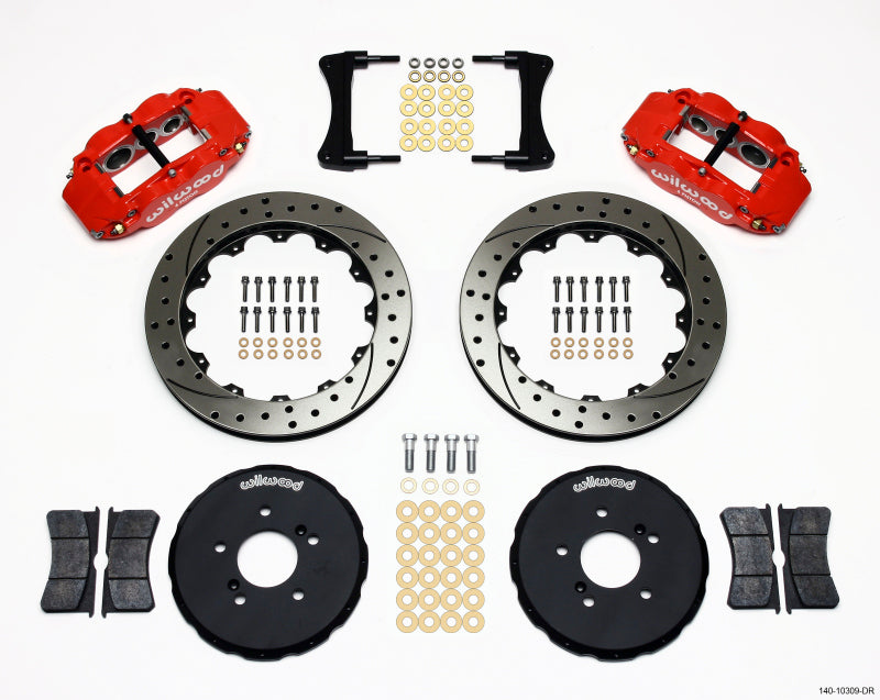 Wilwood Narrow Superlite 6R Front Hat Kit 12.88in Drill Red Honda S2000 Big Brake Kits Wilwood