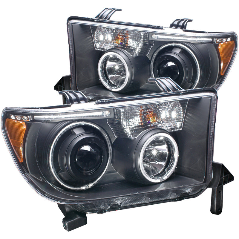 ANZO 2007-2013 Toyota Tundra Projector Headlights w/ Halo Black (CCFL) Headlights ANZO
