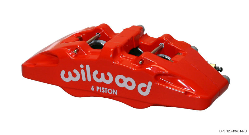 Wilwood Caliper-Forged Dynapro 6 5.25in Mount-Red-L/H 1.62/1.38in/1.38in Pistons .38in Disc Brake Calipers - Perf Wilwood
