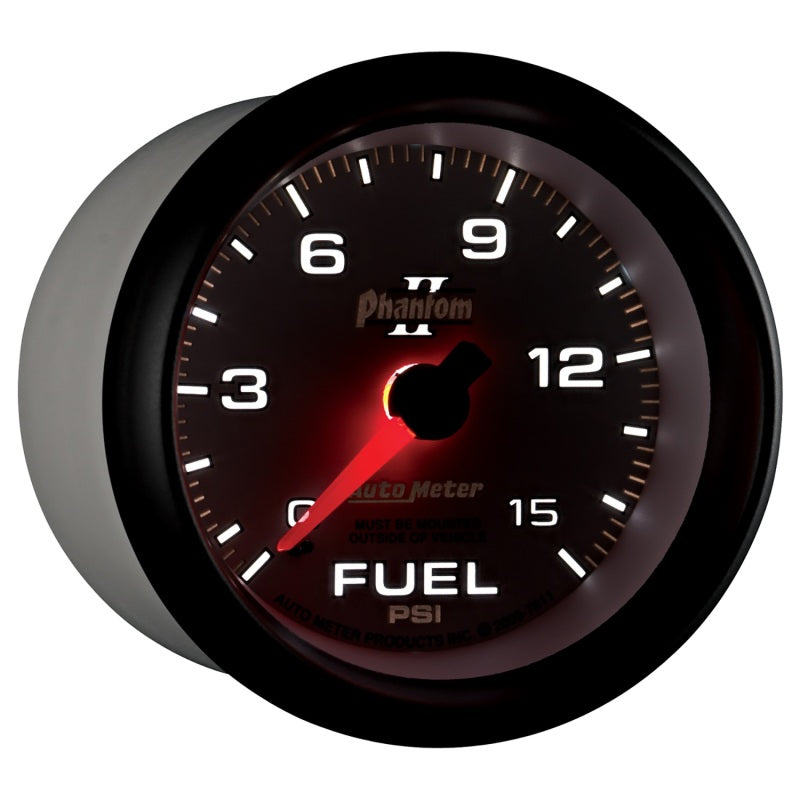 Autometer Phantom II 2-5/8in 0-15PSI Mechanical Fuel Pressure Gauge Gauges AutoMeter