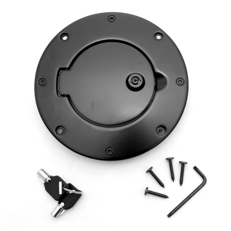 Rugged Ridge Locking Gas Cap Door Black Alum 97-06TJ Fuel Caps Rugged Ridge