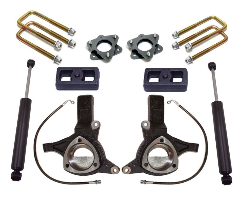 MaxTrac 07-16 GM C1500 2WD w/Cast Steel Susp. 6in/3in Spindle Lift Kit w/MaxTrac Shocks Steering Knuckles & Spindles Maxtrac