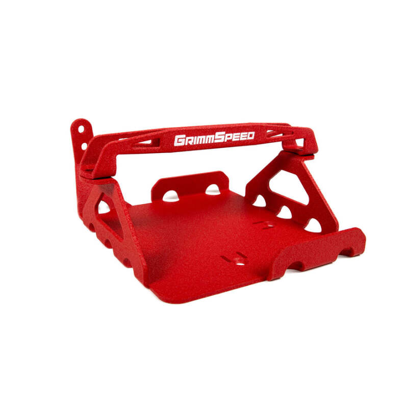 GrimmSpeed 08-14 Subaru WRX STI Lightweight Battery Mount Kit - Red Battery Tiedowns GrimmSpeed