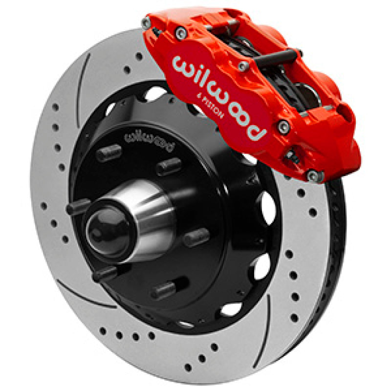 Wilwood 63-87 C10 FNSL6R Front Big Brake Kit 14in drill/slot 6x5.5 BP for drop spindles - Red Big Brake Kits Wilwood