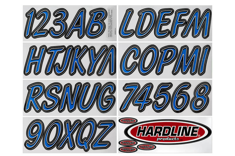 Hardline Boat Lettering Registration Kit 3 in. - 400 Blue/Black Stickers/Decals/Banners Hardline