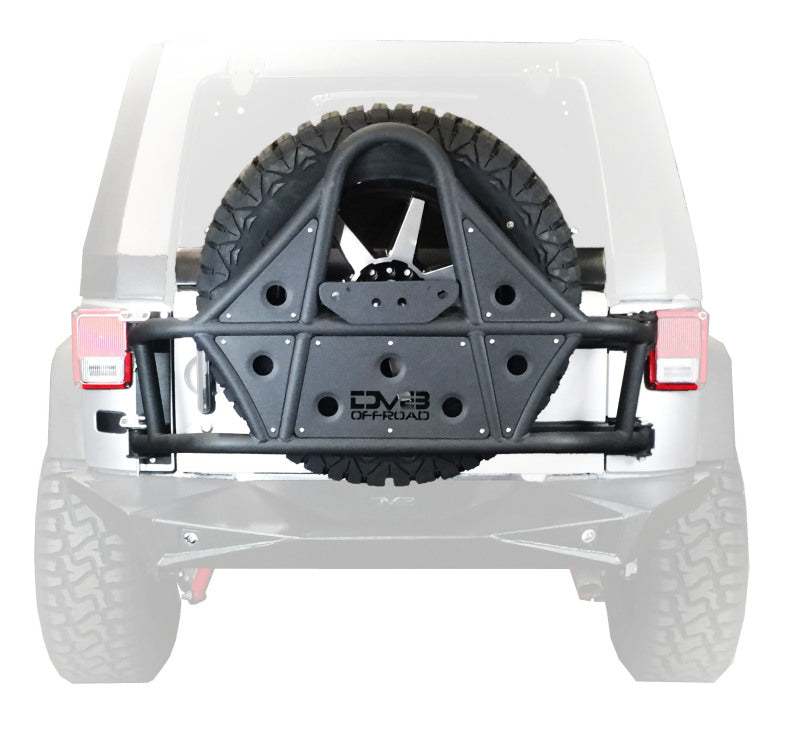 DV8 Offroad 07-18 Jeep Wrangler Body Mounted Tire Carrier Chase Racks DV8 Offroad