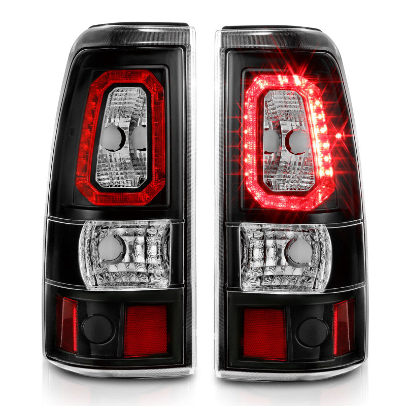 ANZO 2003-2006 Chevy Silverado 1500 LED Taillights Plank Style Black w/Clear Lens Tail Lights ANZO