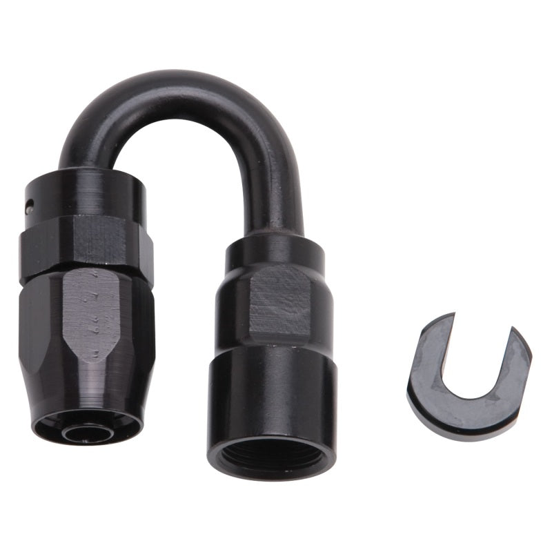 Russell Performance 5/16in SAE Quick Disc Female to -6 Hose Black 180 Degree Hose End Fittings Russell