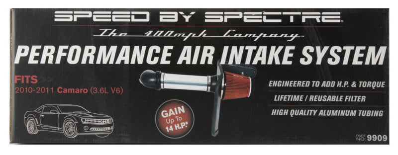 Spectre 10-11 Chevy Camaro V6-3.6L F/I Air Intake Kit - Clear Anodized w/Red Filter Cold Air Intakes Spectre