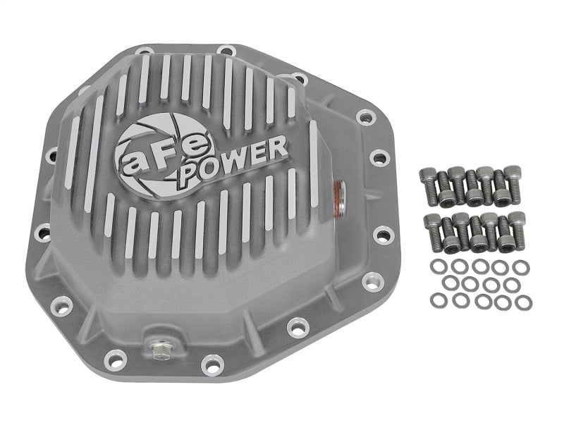 aFe Power Street Ser Rear Diff Cover Raw w/Mach Fin 2017 Ford Diesel Trucks V8-6.7L(td) Dana M275-14 Diff Covers aFe