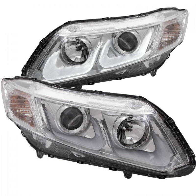 ANZO 2012-2015 Honda Civic Projector Headlights w/ U-Bar Chrome Headlights ANZO