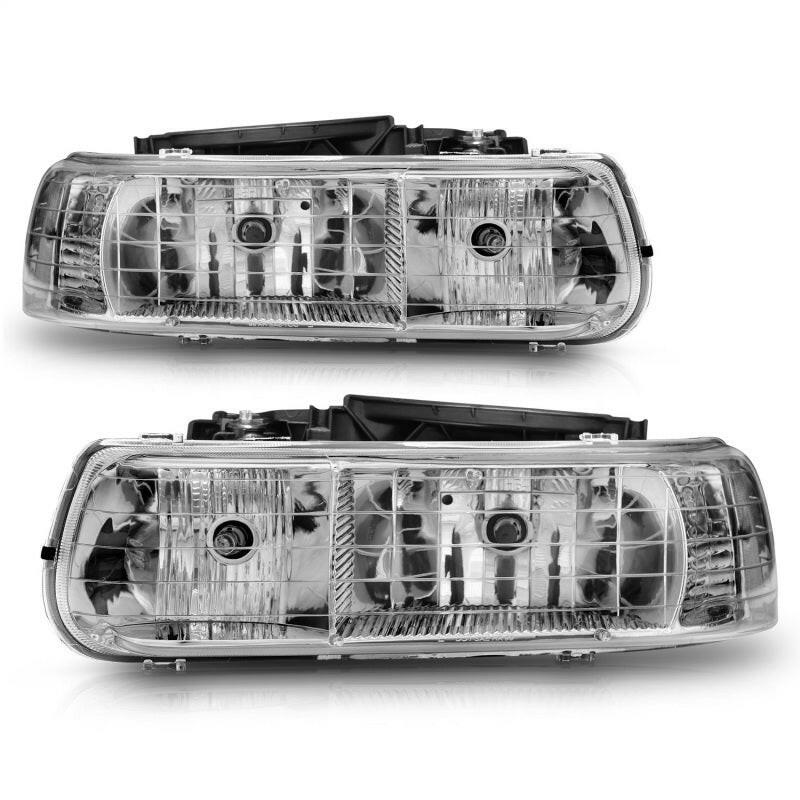 ANZO 1999-2002 Chevrolet Silverado 1500 Crystal Headlights Chrome Headlights ANZO