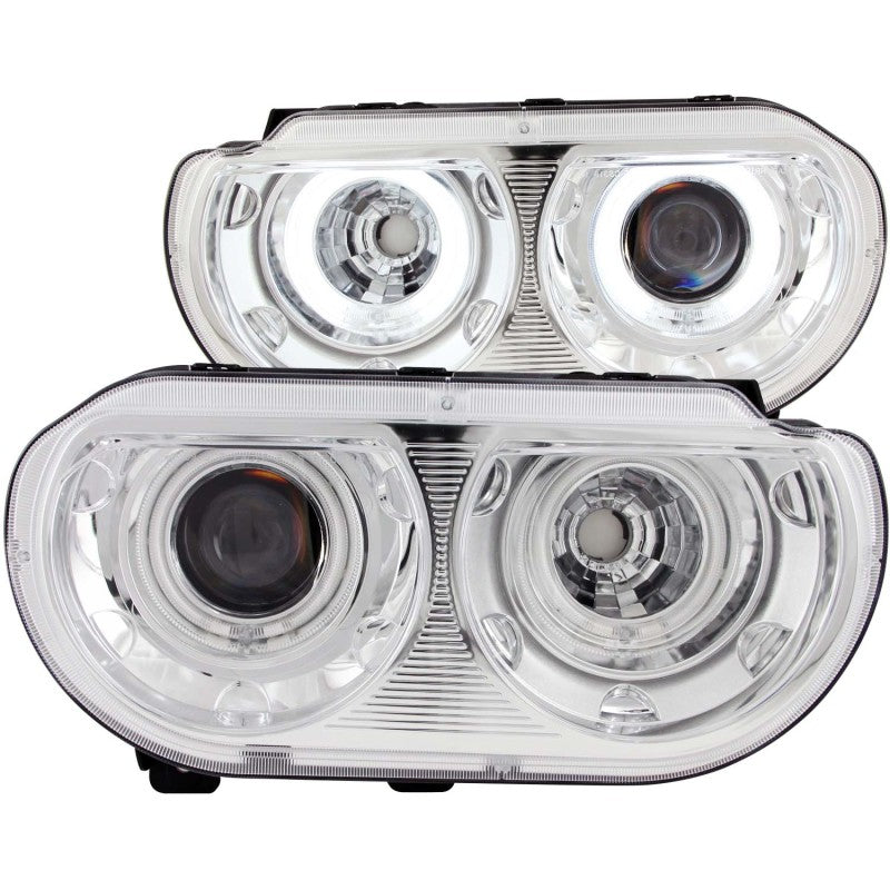 ANZO 2008-2014 Dodge Challenger Projector Headlights w/ Halo Chrome (CCFL) Headlights ANZO
