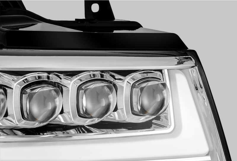 AlphaRex 07-13 Chevy Avalanche NOVA LED Proj Headlights Plank Style Design Chrome w/Activ Light/DRL Headlights AlphaRex