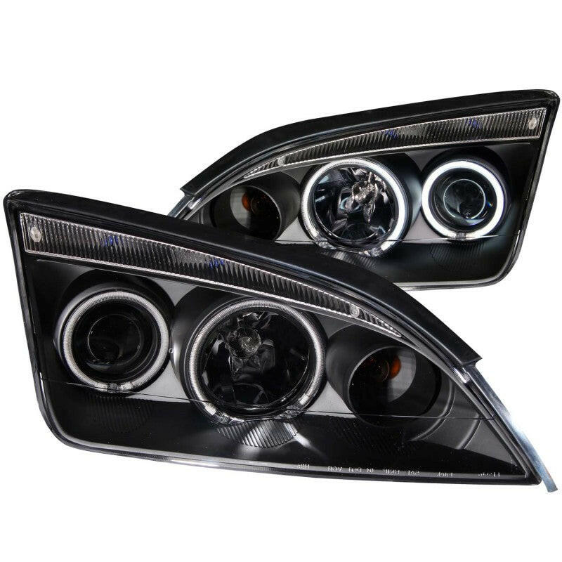 ANZO 2005-2007 Ford Focus Projector Headlights w/ Halo Black Headlights ANZO