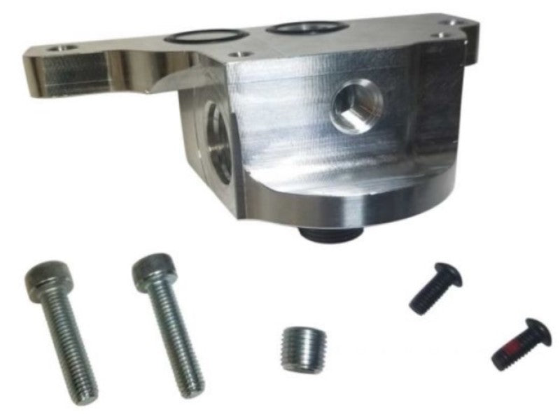 Moroso GM LS Oil Filter Adapter - Spin On - External Input Inlet - Outbound Rail Fittings Moroso