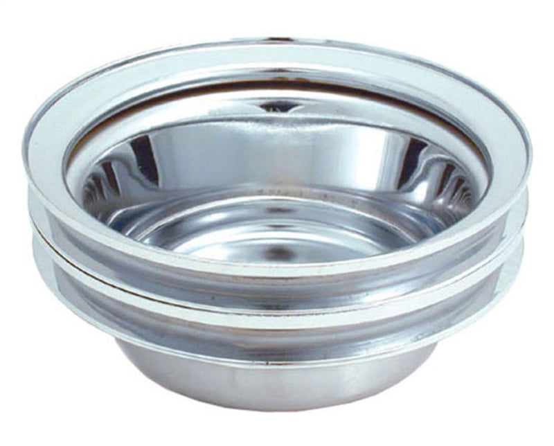 Spectre SB Chevy (w/Long Water Pump) Double Lower Groove Crankshaft Pulley - Chrome Pulleys - Crank, Underdrive Spectre