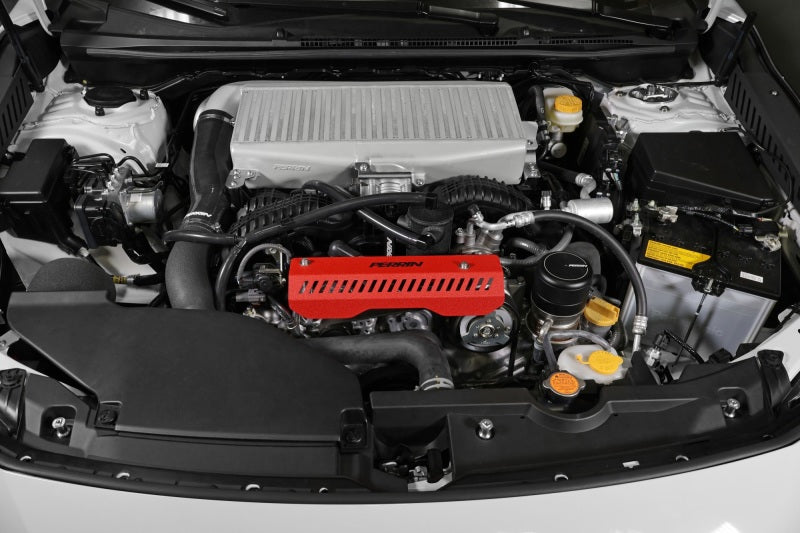 PERRIN 22-25 Subaru WRX Pulley Cover - Red (SHORT - For Use w/PERRIN AOS) Engine Covers Perrin Performance