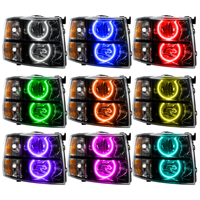 Oracle 07-13 Chevrolet Silverado SMD HL - Blk - Round Style - ColorSHIFT w/o Controller Headlights ORACLE Lighting
