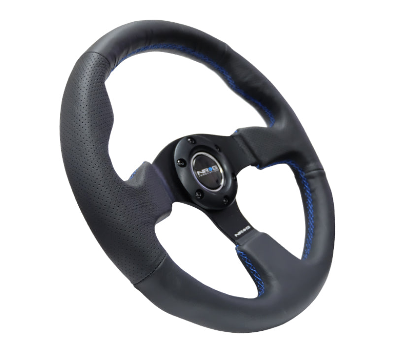 NRG Reinforced Steering Wheel (320mm) Black Leather w/Blue Stitching Steering Wheels NRG