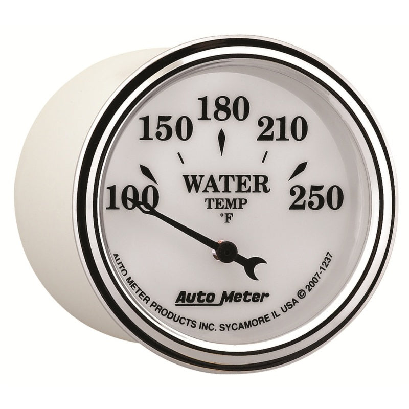 AutoMeter Gauge Water Temp 2-1/16in. 250 Deg. F Elec Old Tyme White II Gauges AutoMeter