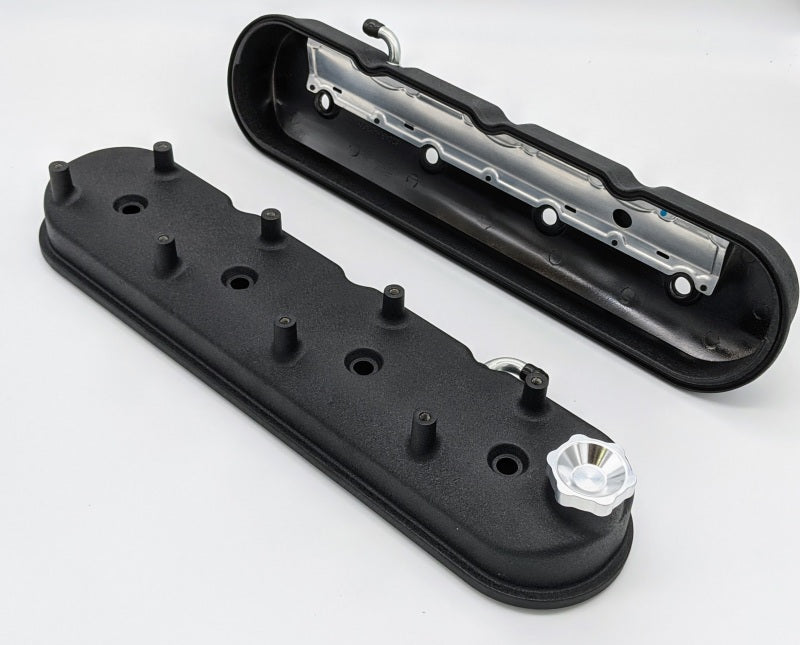 Granatelli 96-22 GM LS Tall Valve Cover w/Angled Coil Mounts - Black Wrinkle (Pair) Valve Covers Granatelli Motor Sports