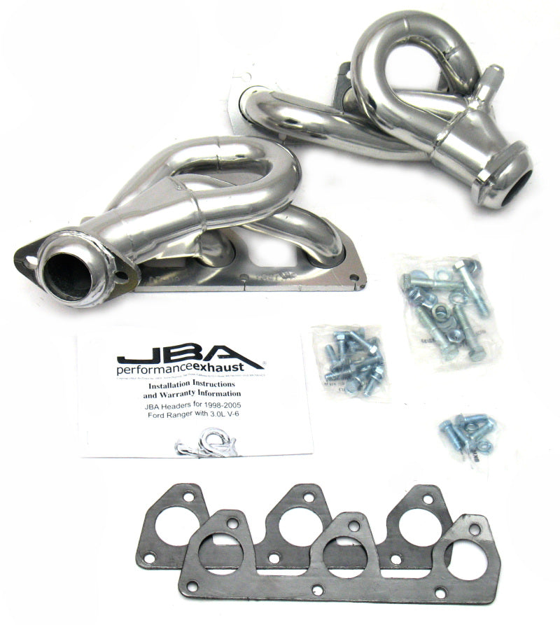 JBA 98-01 Ford Ranger 3.0L V6 w/EGR 1-1/2in Primary Silver Ctd Cat4Ward Header Headers & Manifolds JBA