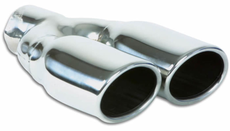 Vibrant Dual 3.25in x 2.75in Oval SS Exhaust Tip (Single Wall Angle Cut Rolled Edge) Tips Vibrant