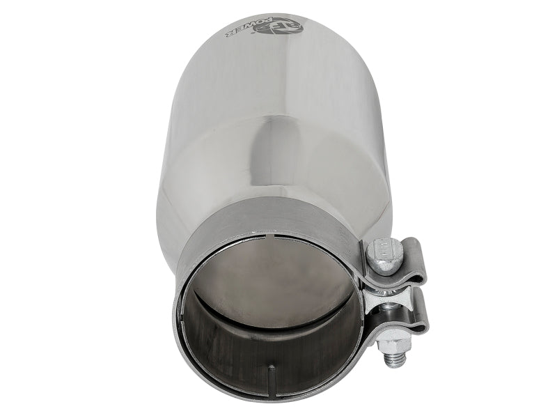 aFe MACH Force-Xp Univ 304 SS Double-Wall Clamp-On Exhaust Tip - Polished - 3in Inlet - 4.5in Outlet Tips aFe