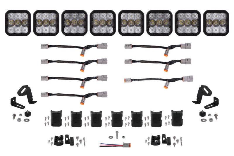 Diode Dynamics SS5 Pro Universal CrossLink 8-Pod Lightbar - White Combo Light Bars & Cubes Diode Dynamics