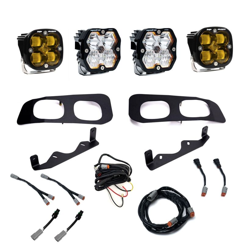 Baja Designs 23-25 Ford Super Duty Squadron Pro/SAE 2.0 Dual Fog Pocket Kit (SAE Fog) - Baja Amber Fog Lights Baja Designs