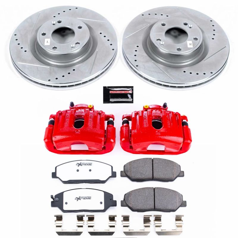 Power Stop 09-11 Hyundai Genesis Front Z26 Street Warrior Brake Kit w/Calipers Brake Kits - Performance D&S PowerStop