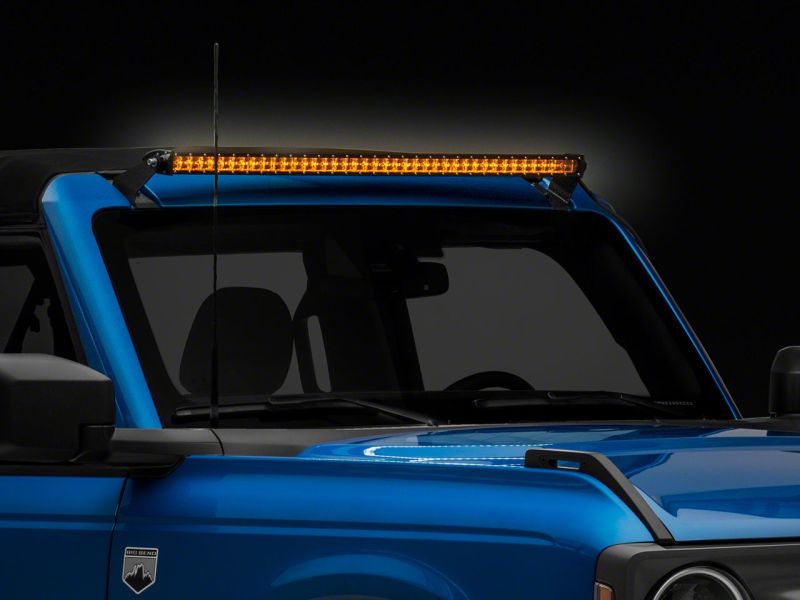 Raxiom 21-23 Ford Bronco Axial 40-In 240w White/Amber Combo LED Light Bar w/ WSHLD Mounting Brackets Brackets Raxiom