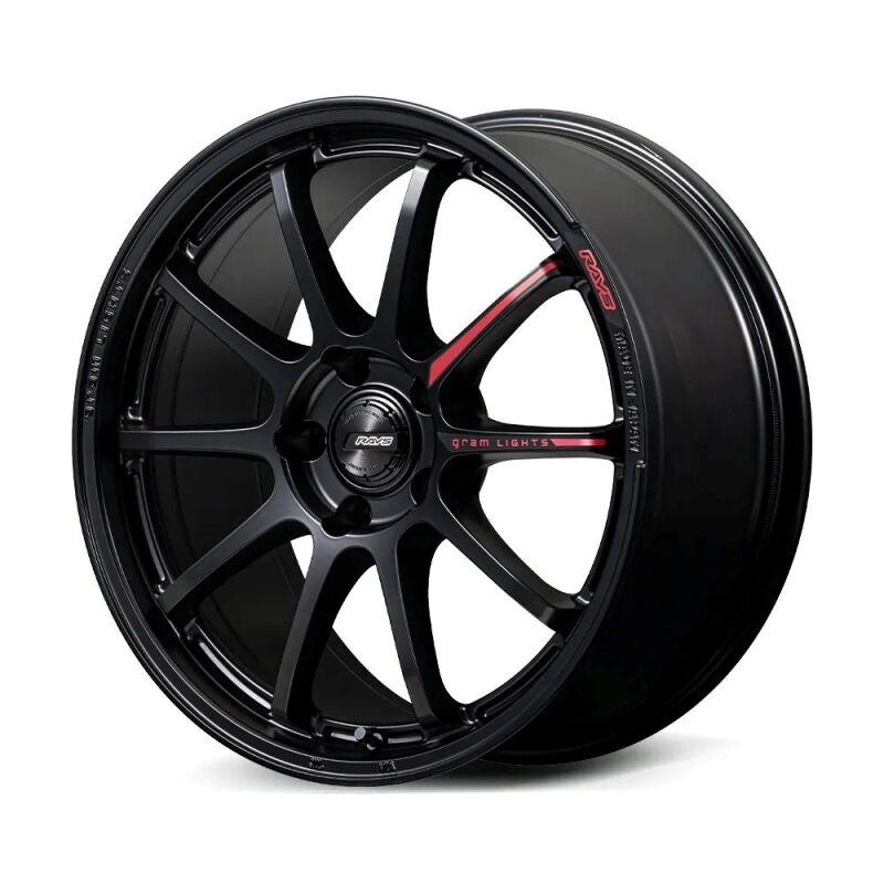 Gram Lights 57NR LIMITED II 18x8.5 +45 5-100 Semigloss Black Wheel w/ Black Cap/Stickers/Air Valve Wheels - Cast Gram Lights