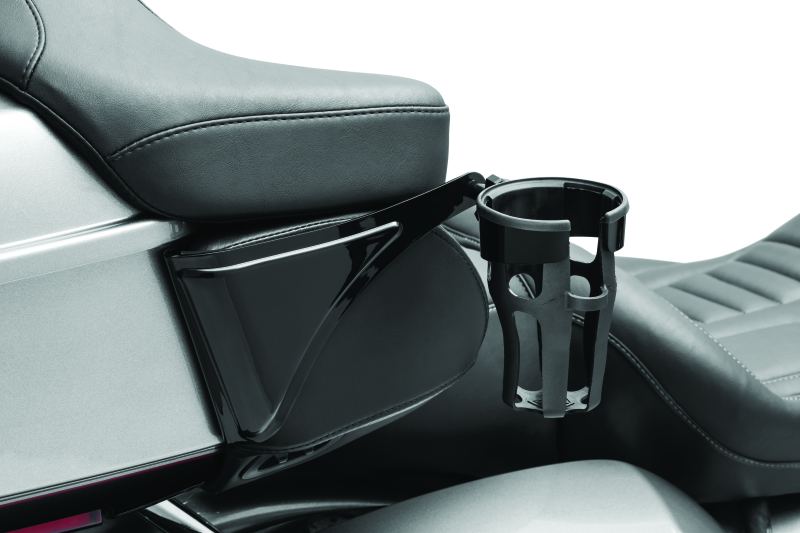 Kuryakyn Reflex Drink Holder Right Side HD Touring Passenger Mount 14 and Up Gloss Black Cup Holders Kuryakyn