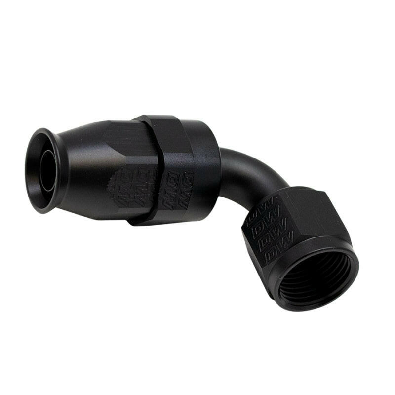 DeatschWerks 8AN Female Swivel 90-Degree Hose End PTFE (Incl 1 Olive Insert) - Anodized Matte Black Fittings DeatschWerks