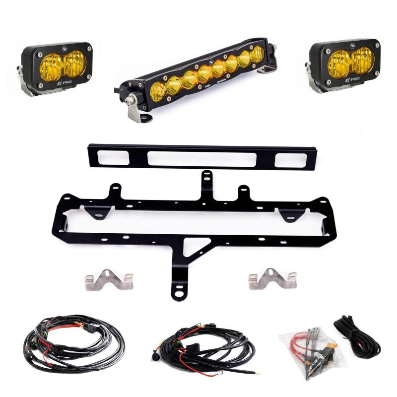 Baja Designs 2024+ Toyota Tacoma (Incl. TRD Pro) 10in. S8/S2 Pro Grille Kit - Baja Amber Light Mounts Baja Designs