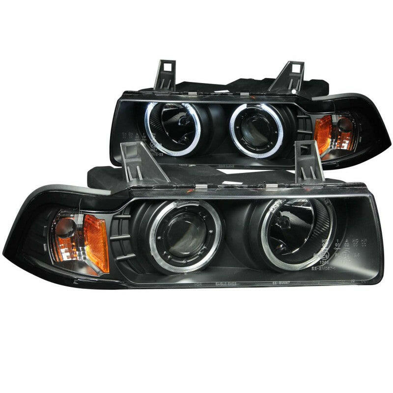 ANZO 1992-1998 BMW 3 Series E36 Projector Headlights w/ Halo Black (CCFL) G2 Headlights ANZO
