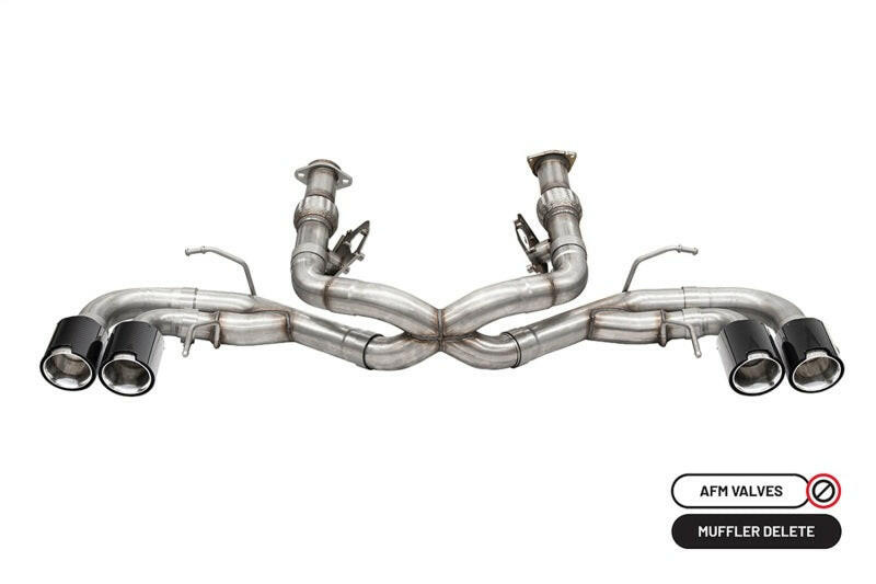 Corsa 2020-2025 Chevrolet Corvette C8 RWD 3in Track Cat-Back Delete Exhaust w/4.5in CF Polished Tips Catback CORSA Performance