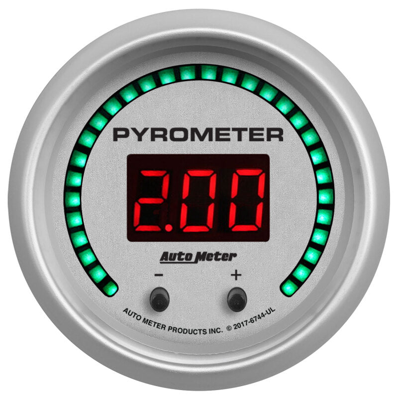 Autometer 52.4mm Silver Two Channel 0-2000 Degree Pyrometer (EGT) Ultra-Lite Elite Digital Gauge Gauges AutoMeter