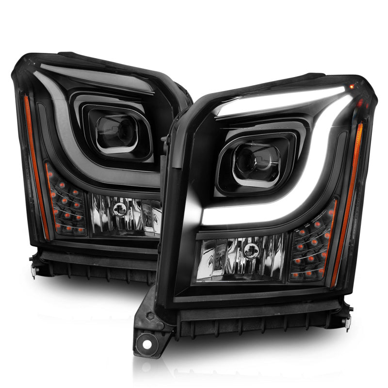 ANZO 15-17 GMC Yukon/Yukon XL Projector Headlights Black Housing/Clear Lens (w/ Light Bars) Headlights ANZO