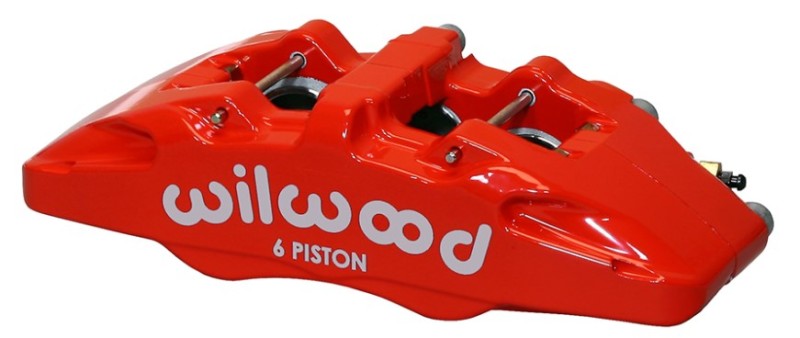 Wilwood Caliper-Forged Dynapro 6 5.25in Mount-Red-R/H 1.62/1.12/1.12in Pistons 1.10in Disc Brake Calipers - Perf Wilwood