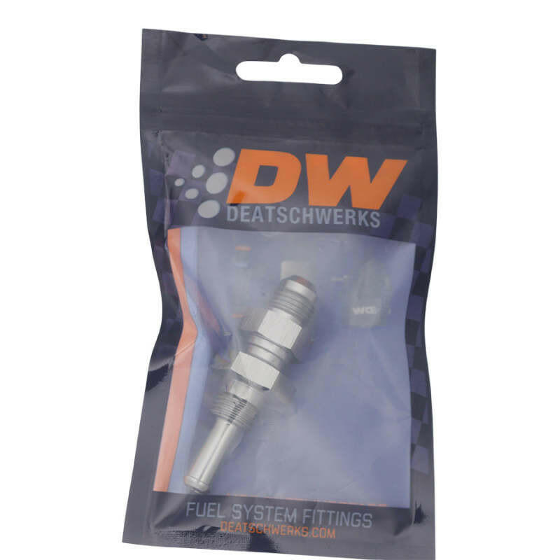 DeatschWerks 6AN Male Flare to Straight 5/16in Single Hose Barb - Anodized DW Titanium Fittings DeatschWerks