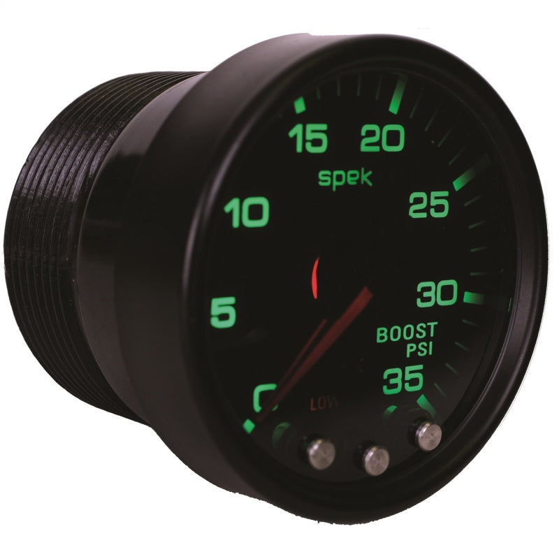 Autometer Spek-Pro Gauge Boost 2 1/16in 35psi Stepper Motor W/Peak & Warn Blacksmoke//Black Gauges AutoMeter