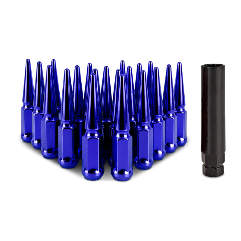 Mishimoto Steel Spiked Lug Nuts M12x1.5 20pc Set - Blue Lug Nuts Mishimoto