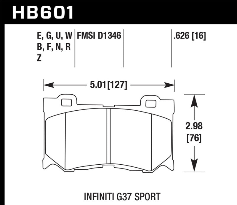 Hawk 10-11 Infiniti FX50 / 09-10 G37 / 09-10 Nissan 370Z DTC-70 Race Front Brake Pads Brake Pads - Racing Hawk Performance