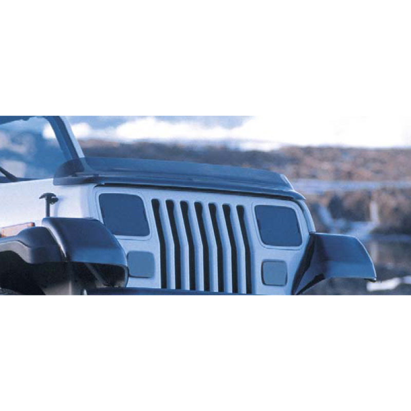 Rugged Ridge Bug Deflector Smoke 87-06 Jeep Wrangler Hood Deflectors Rugged Ridge