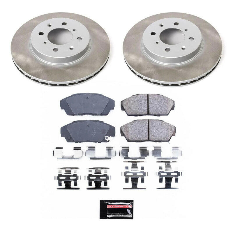 Power Stop 90-93 Honda Civic Front Semi-Coated Rotor Kit Brake Kits - Performance Blank PowerStop