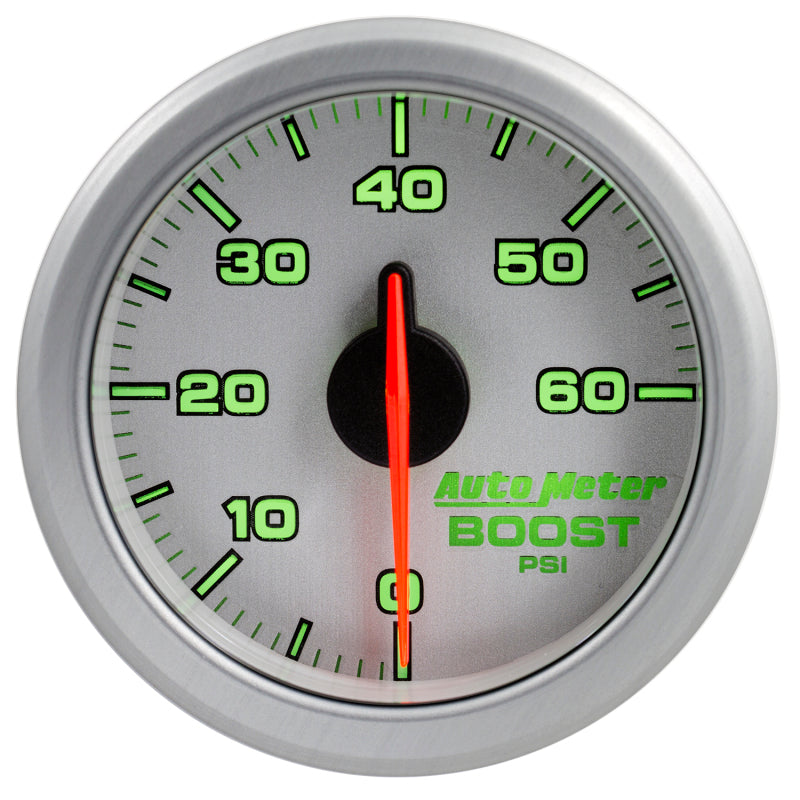 Autometer Airdrive 2-1/6in Boost Gauge 0-60 PSI - Silver Gauges AutoMeter
