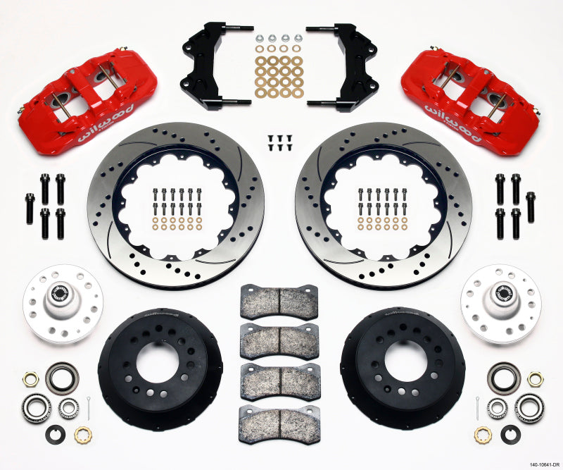 Wilwood AERO6 Front Hub Kit 14.00 Drilled-Red WWE ProSpindle Big Brake Kits Wilwood